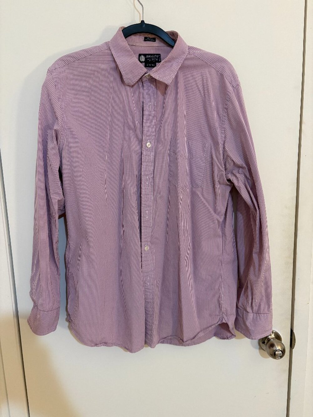 Haberdasher by J.Crew Gingham Dress Shirt Purple Size L 16-16½ 2-Ply